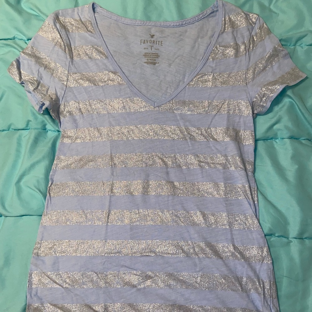 Blue and silver American Eagle Tee